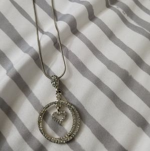 Silver Heart Crescent Necklace